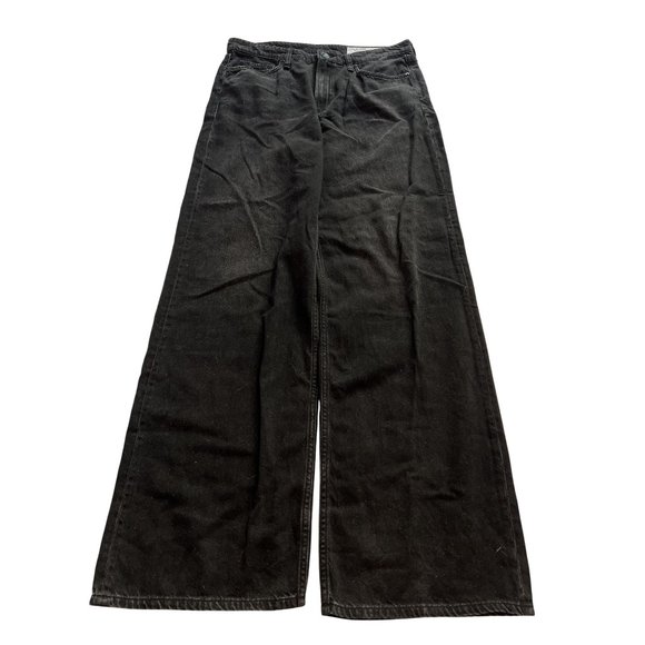Rag & Bone Featherweight Logan Wide Leg Jeans in Jet Black